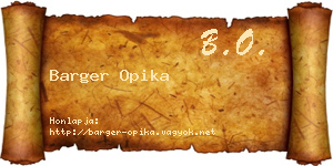Barger Opika névjegykártya